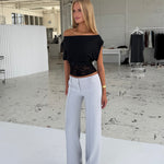 TALL Vera Wide low waist bukser - lys grå