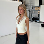 Lucia basic lace top - lys gul