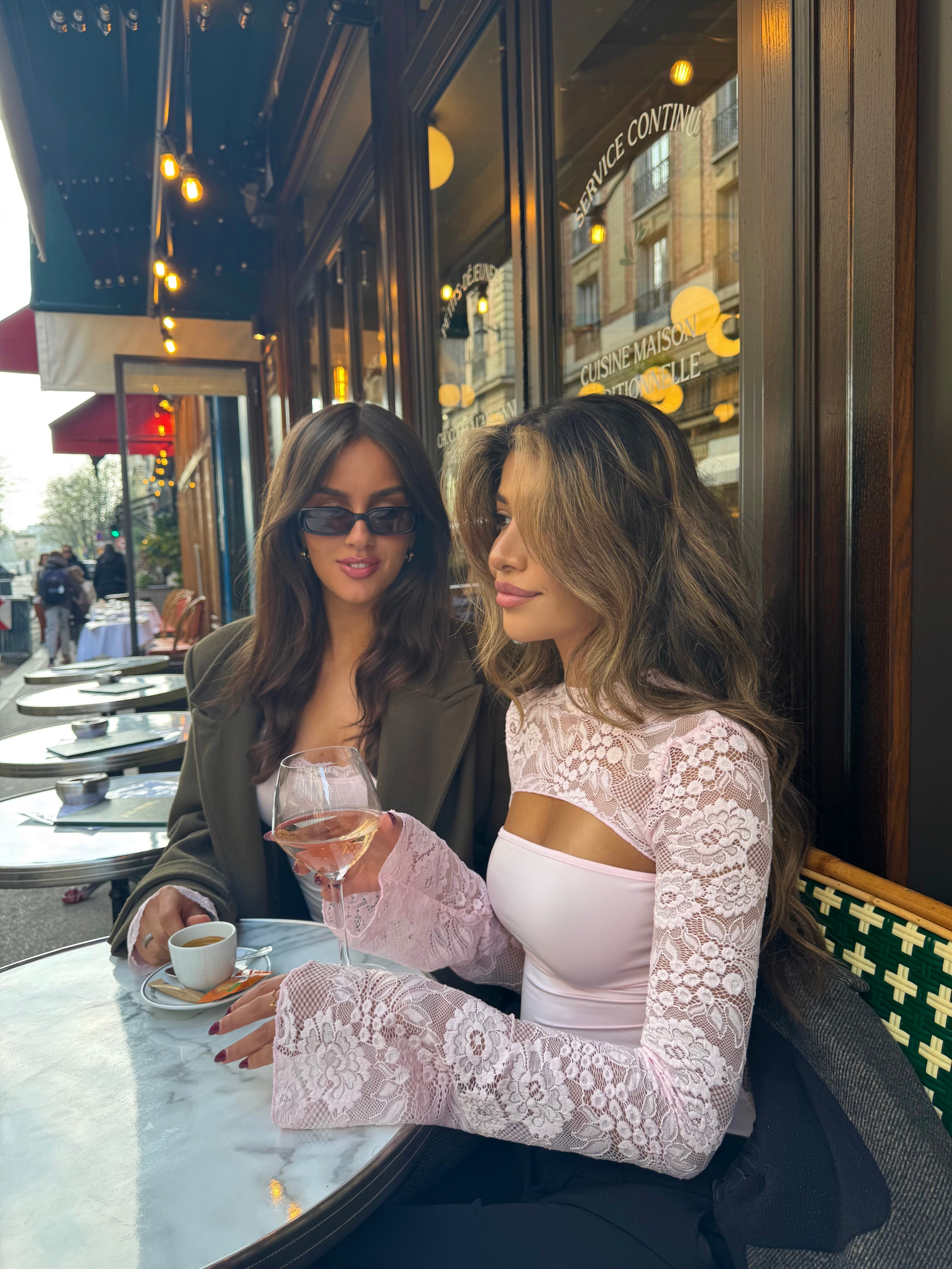 Lara lace long sleeve top - lyserød