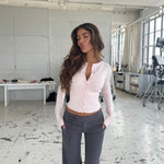 Buckle low waist bukser - mørk grå