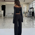 Bari basic lace top - sort