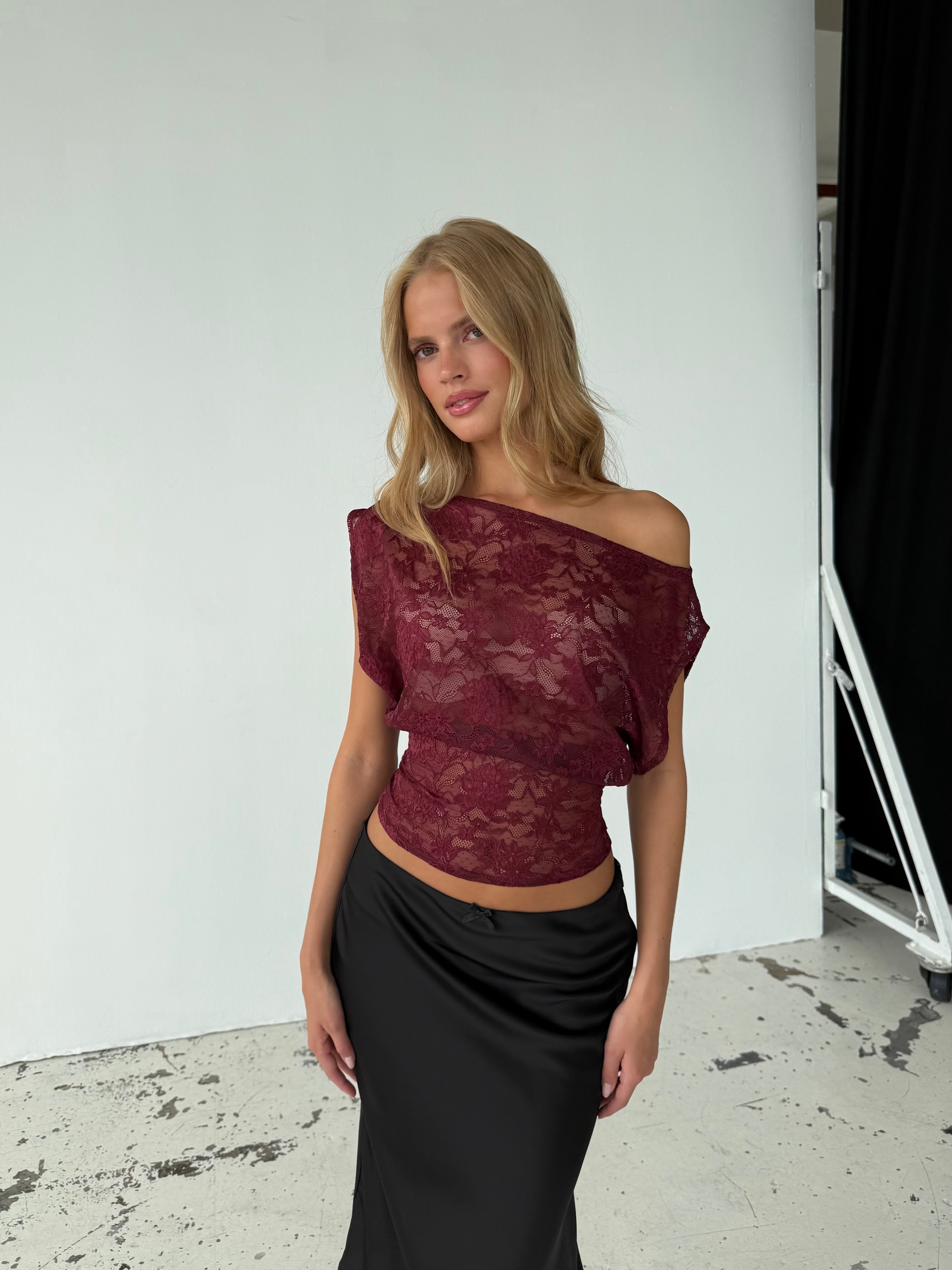 Iris lace top - bordeaux