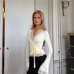 New ballerina basic lace top - lys gul
