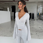 Knit bukser - lys grå