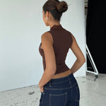 Lucia basic lace top - mørk brun