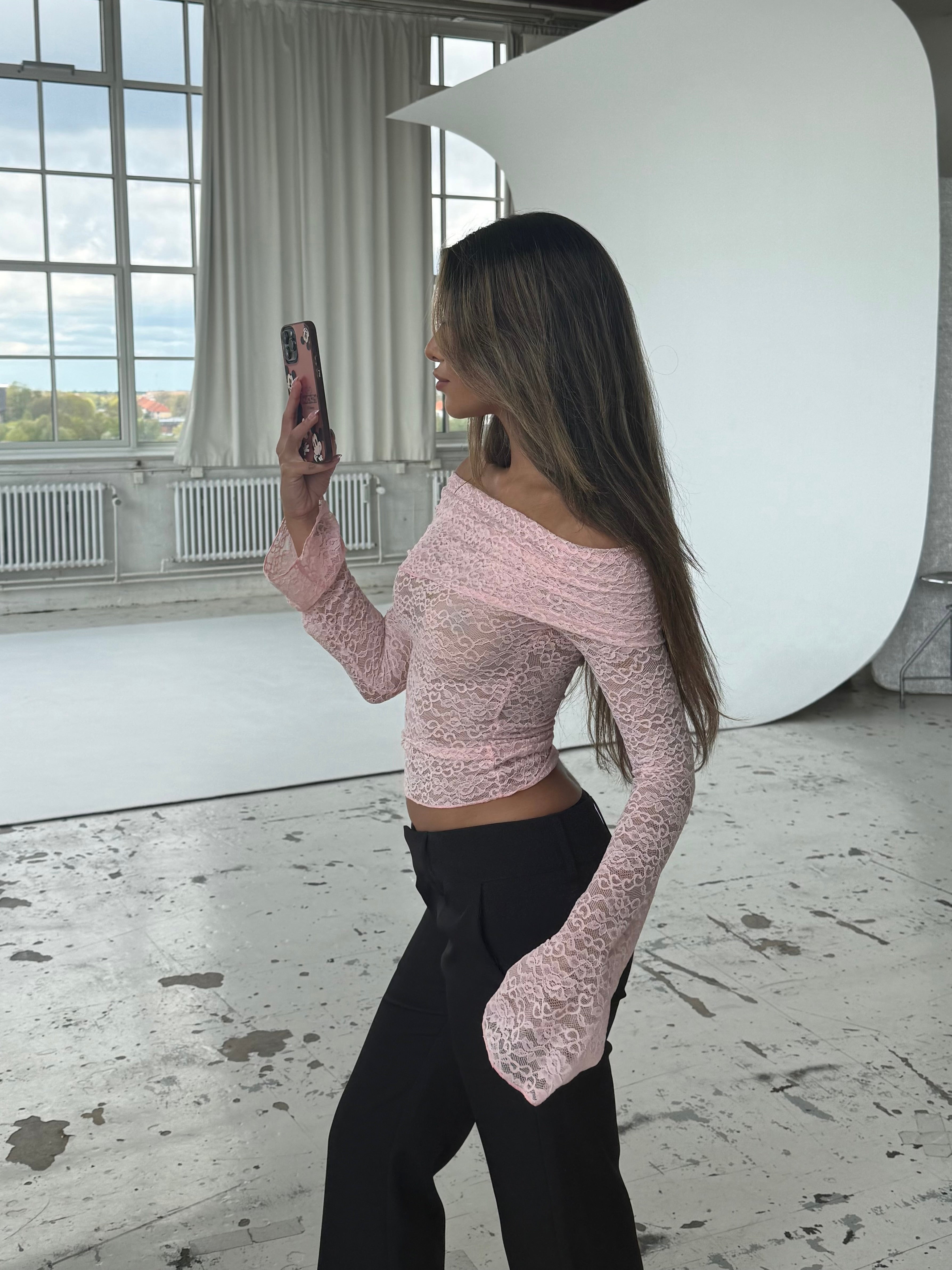 Kaia lace top - lyserød