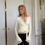 New ballerina basic lace top - lys gul