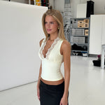 Lucia basic lace top - lys gul