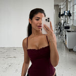 Lula lace corset top - mørk rød