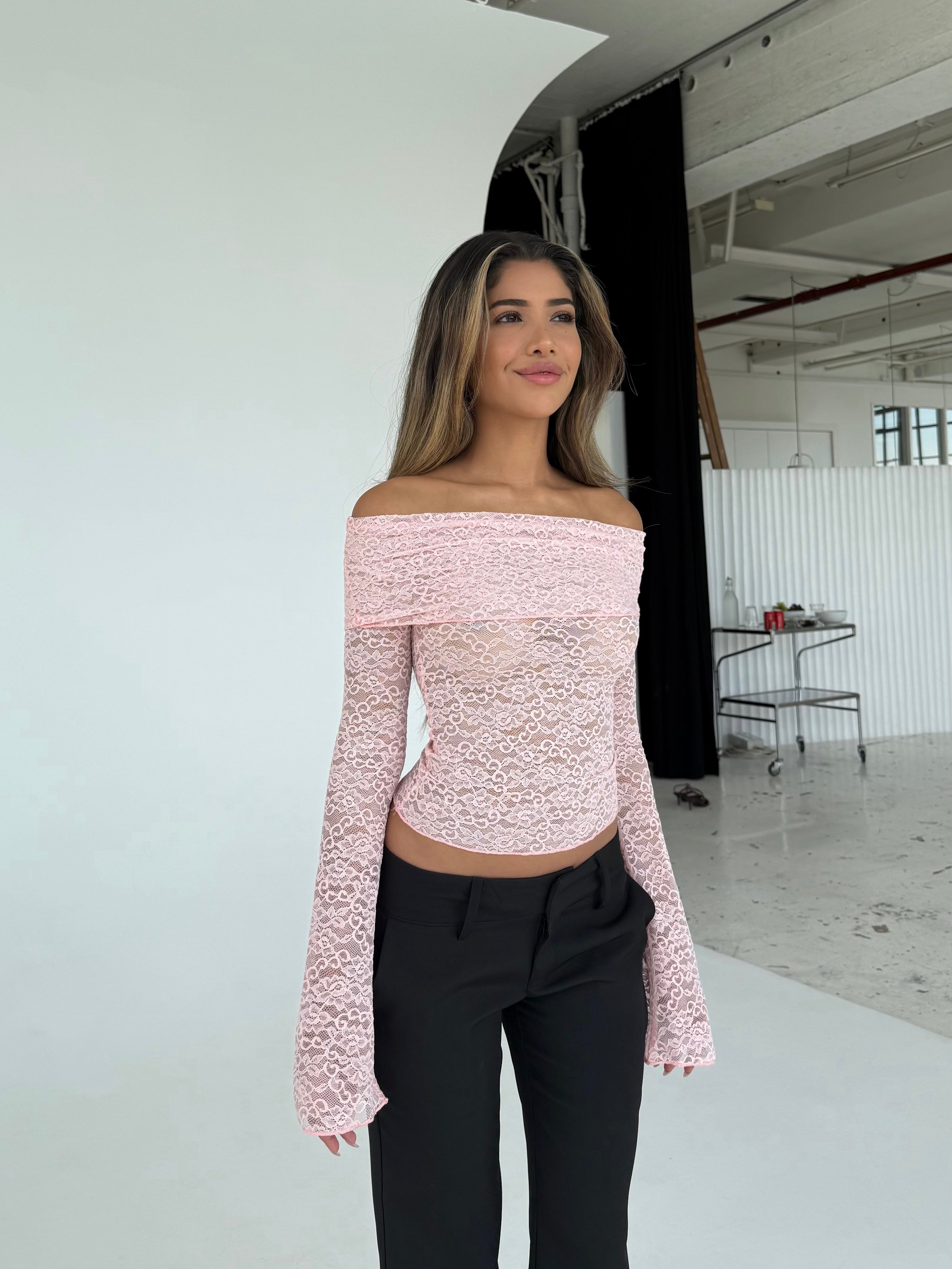 Kaia lace top - lyserød