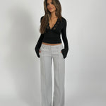 Vera Wide low waist bukser - lys grå