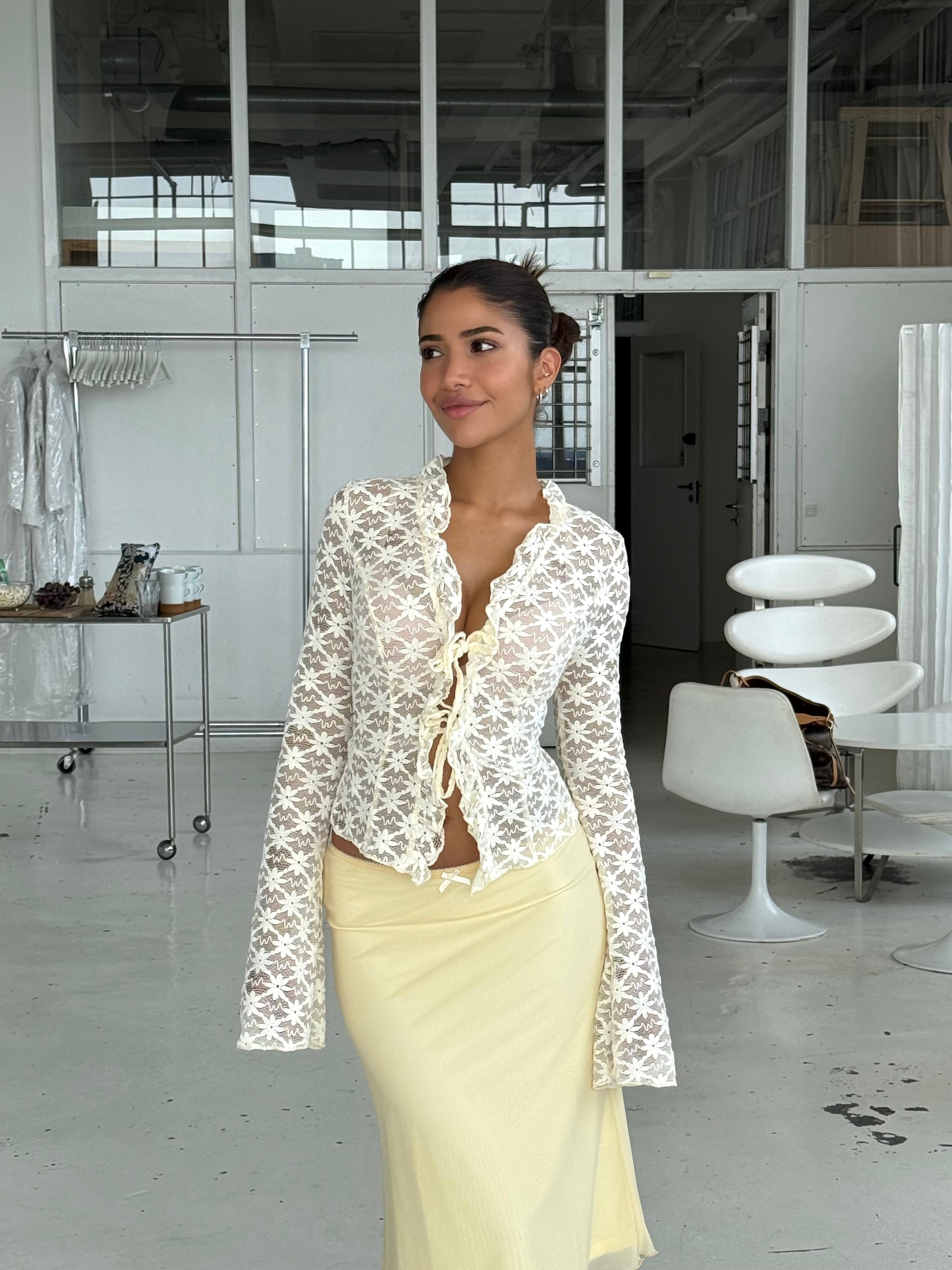 Melia mesh skirt - lys gul (forudbestilling)