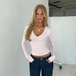 Basic v - neck top - lyserød
