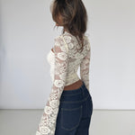 Lara lace long sleeve top - cream
