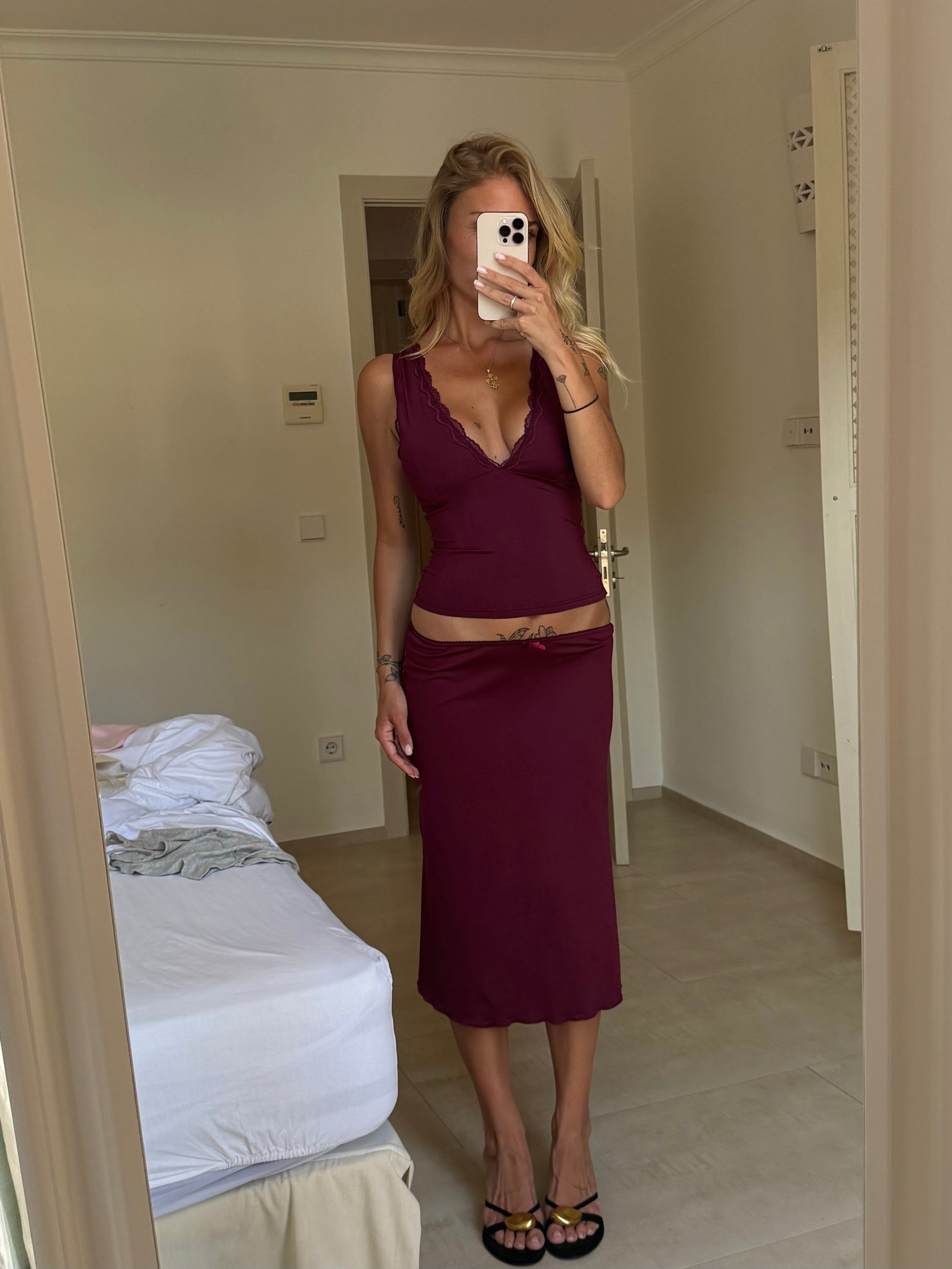 Basic lace top - bordeaux