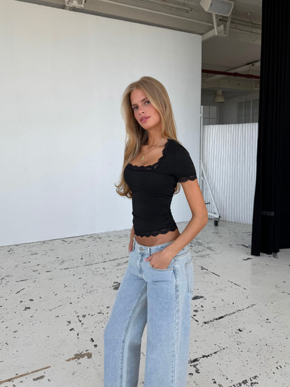 Blair basic lace tee - sort
