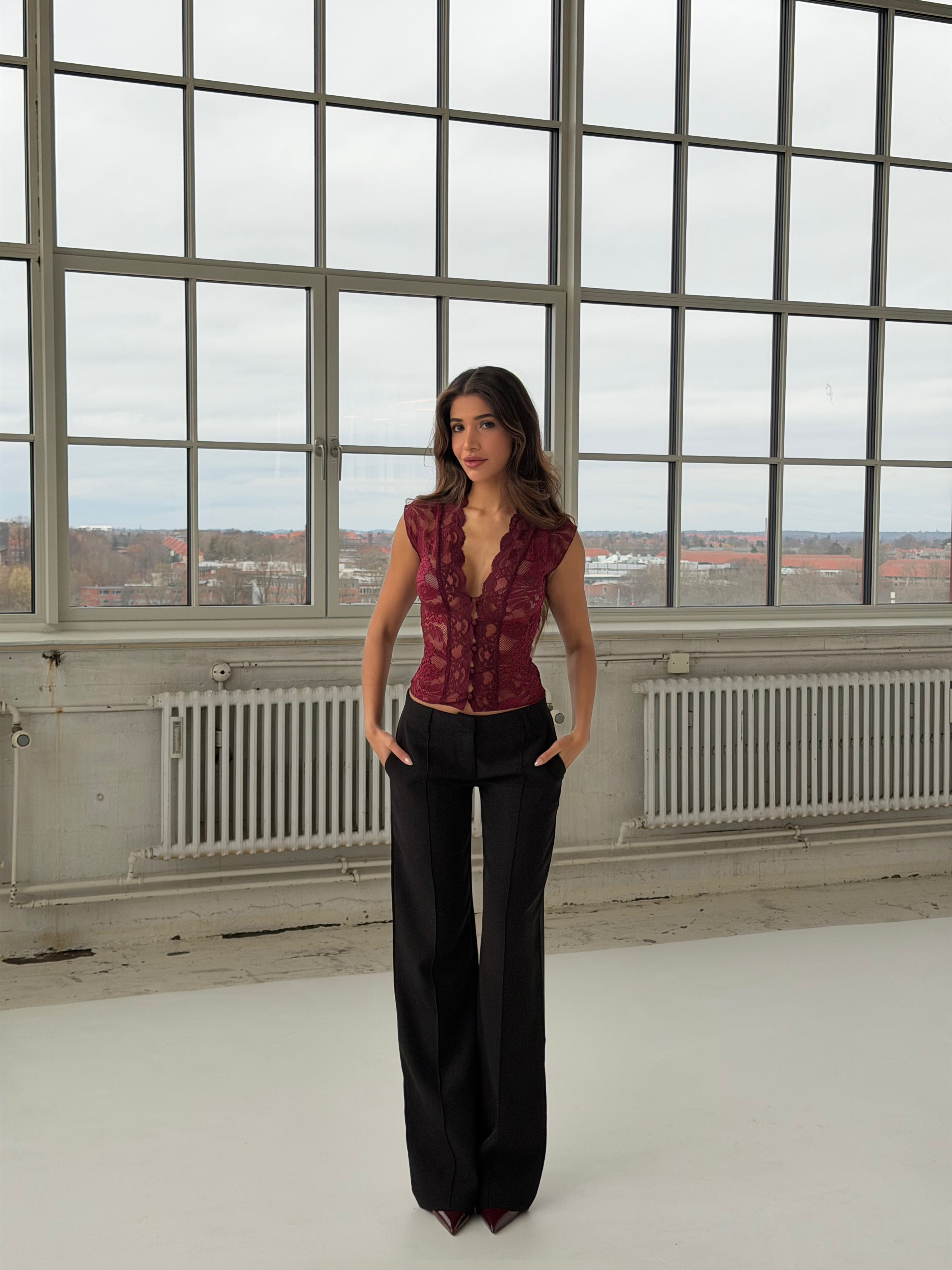 Pretty Luna lace tee - bordeaux