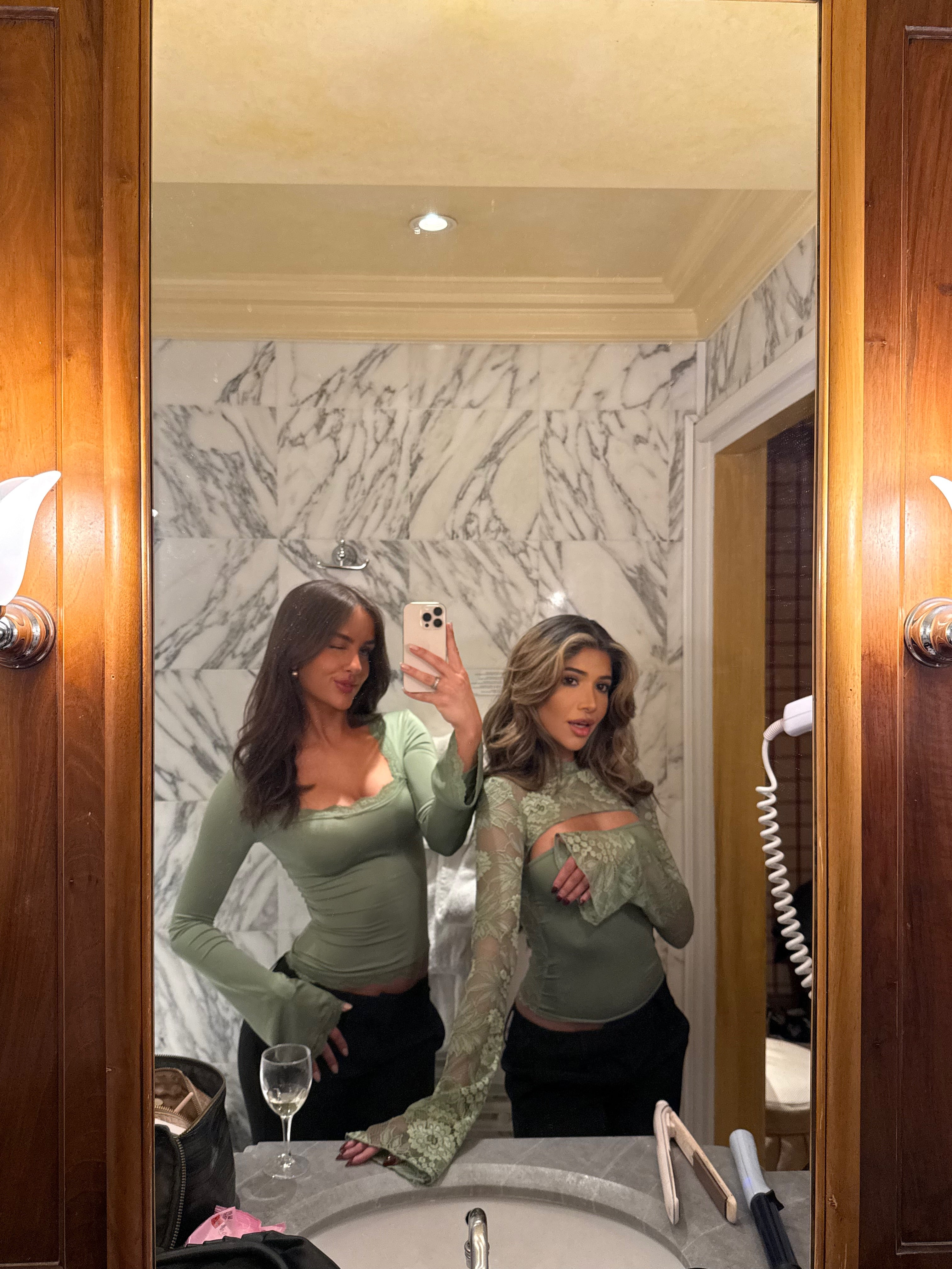 Blair basic lace top - sage