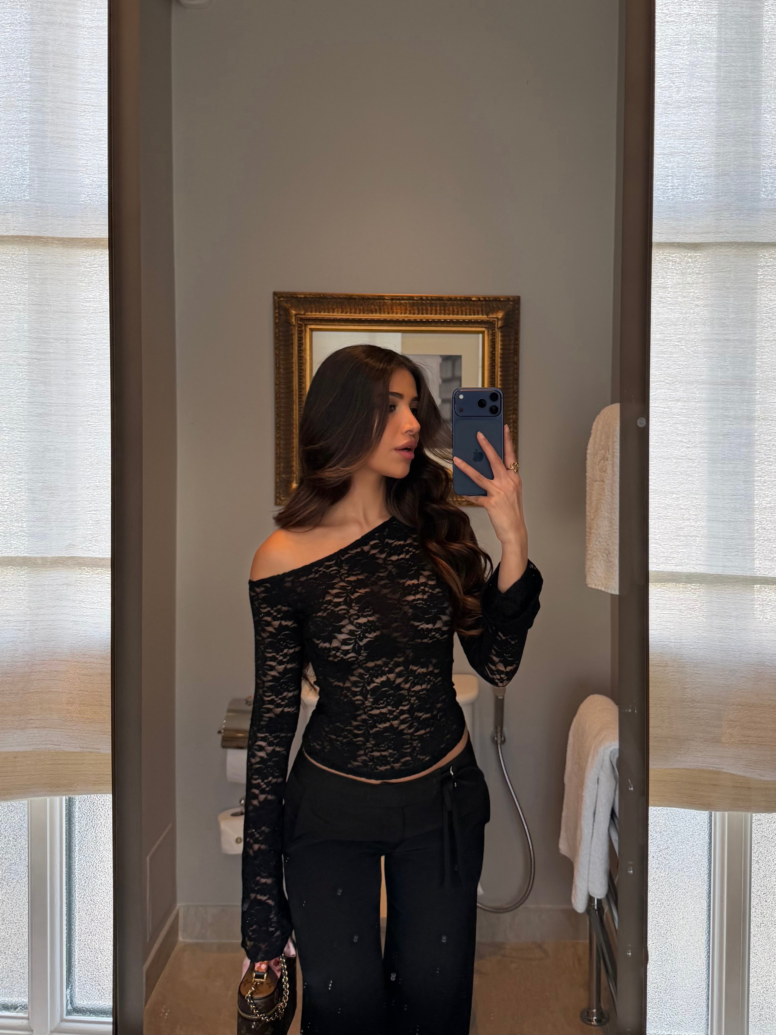 Rina lace top - sort