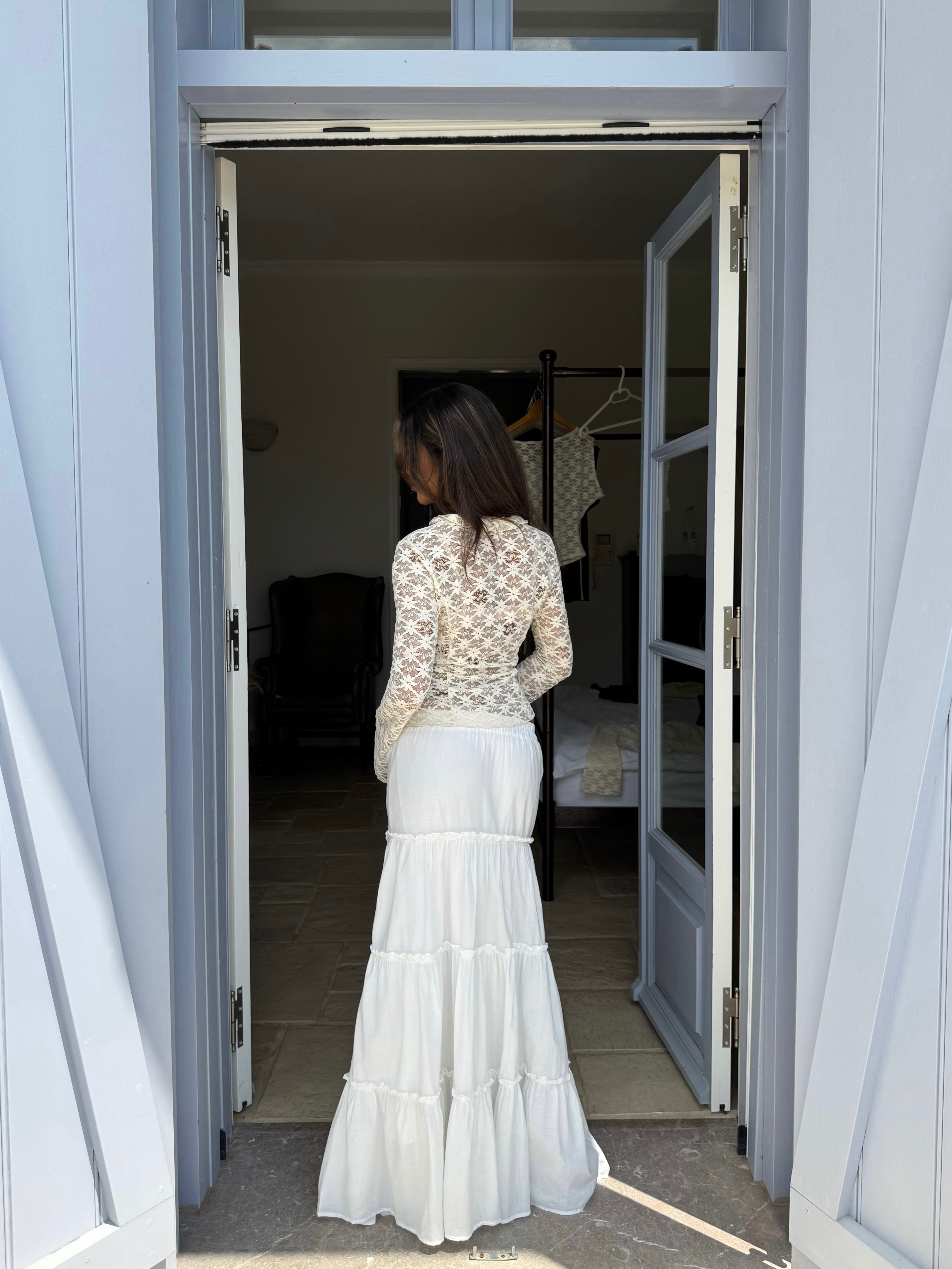 Thalia Trim lace top - cream (forudbestilling)