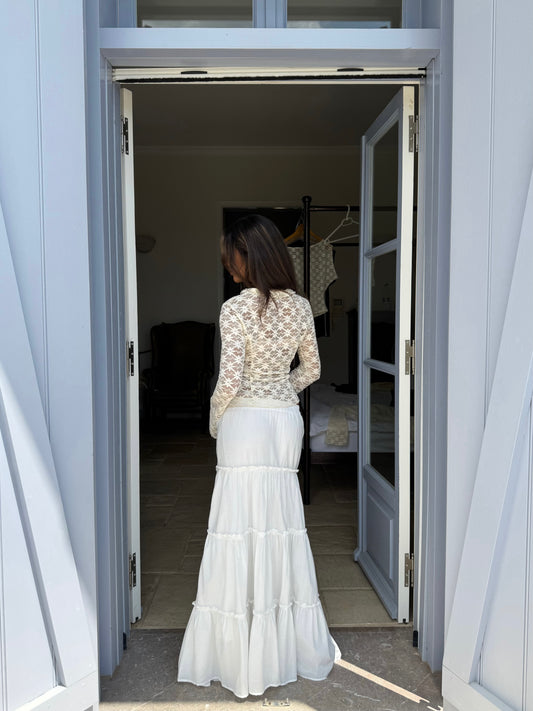 Thalia Trim lace top - cream (forudbestilling)