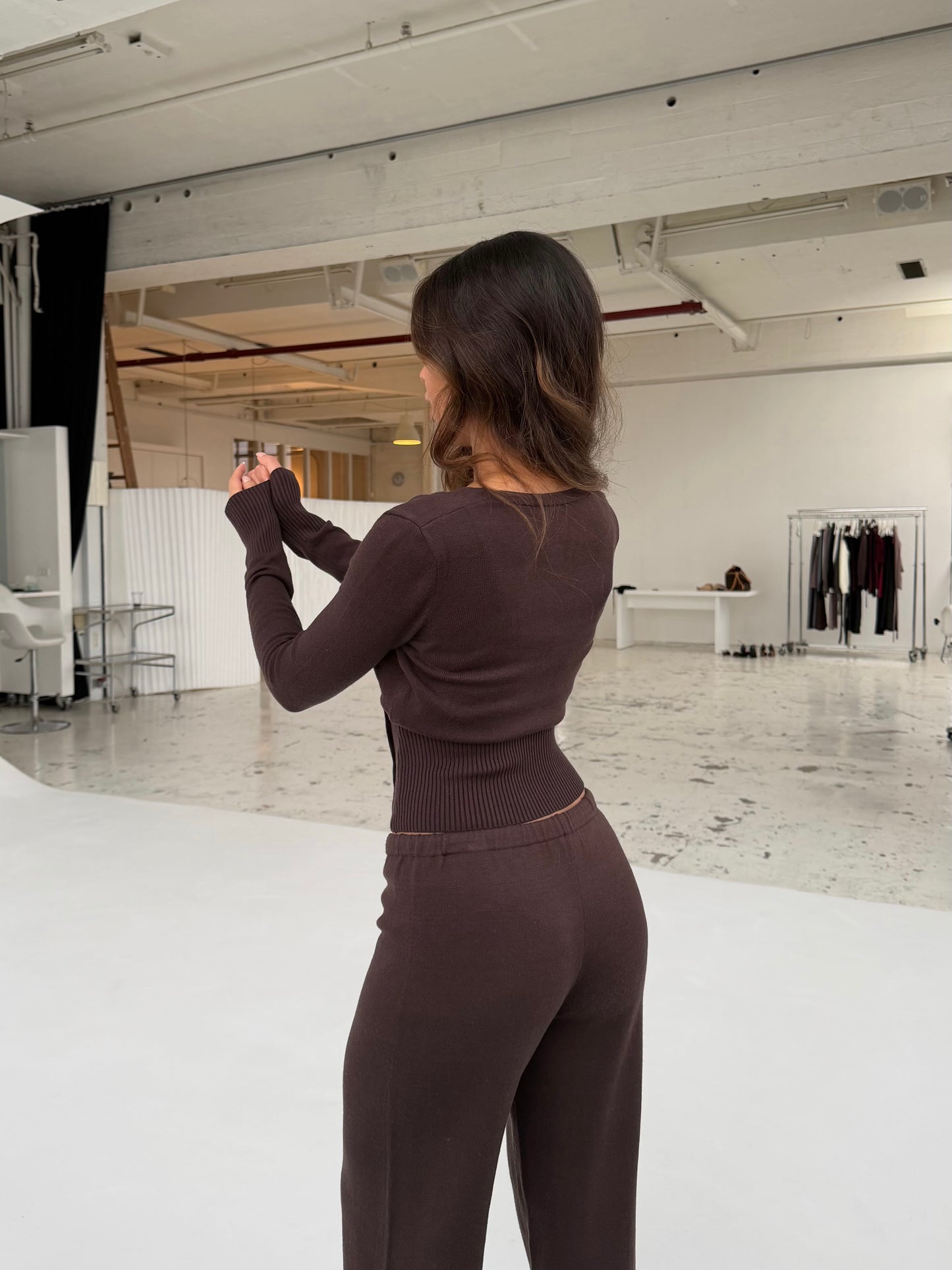 New knit cardigan - mørk brun