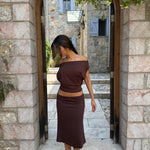 Helia basic skirt - mørk brun