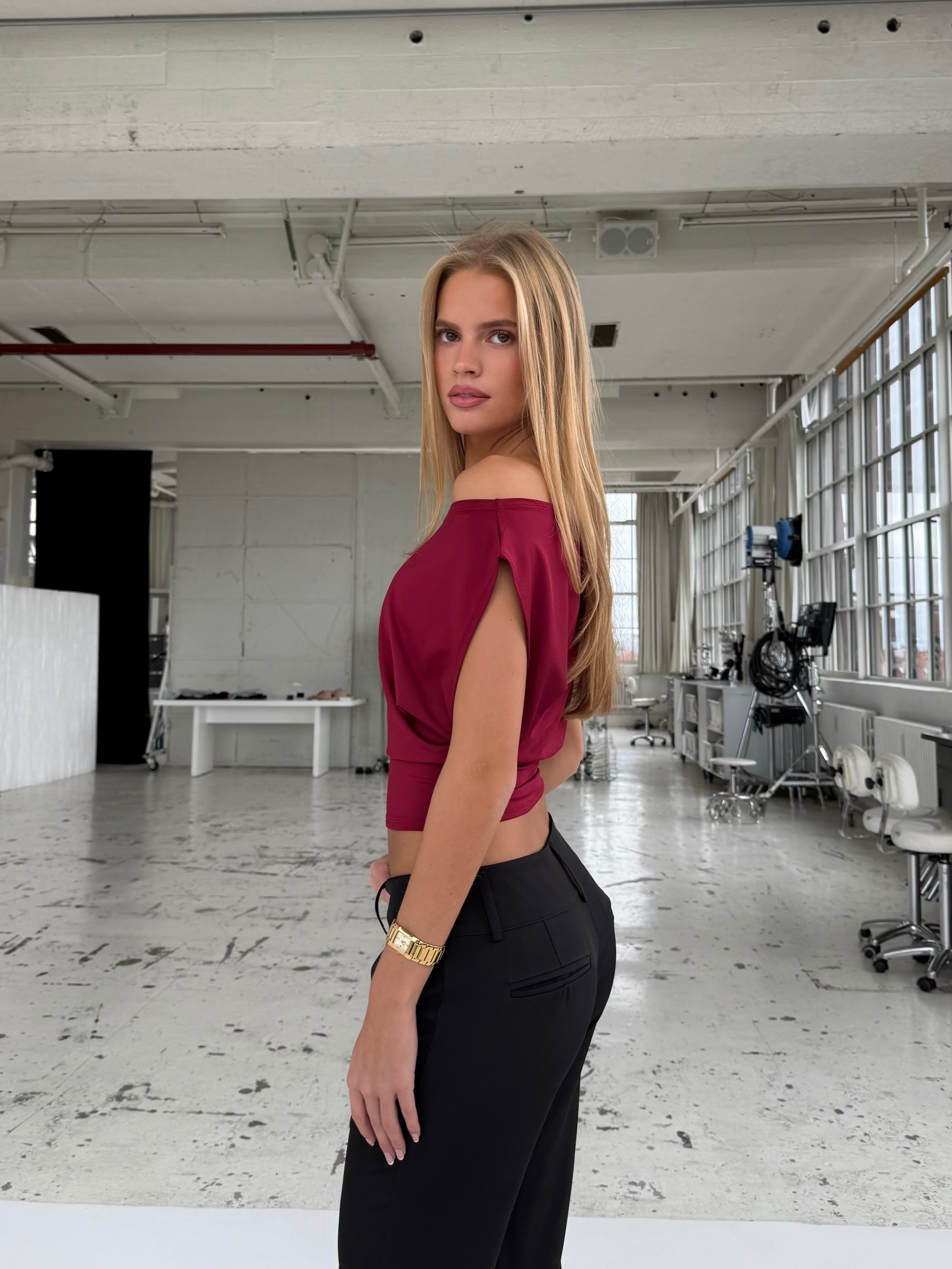 Hera basic top - mørk rød